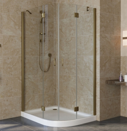 Душевой уголок Vegas Glass AFS-F Lux 110*80 05 01 L профиль бронза, стекло прозрачное, прямоугольный-асимметричный, двери распашные