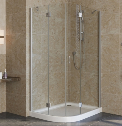 Душевой уголок Vegas Glass AFS-F Lux 110*80 07 01 R профиль матовый хром, стекло прозрачное, прямоугольный-асимметричный, двери распашные