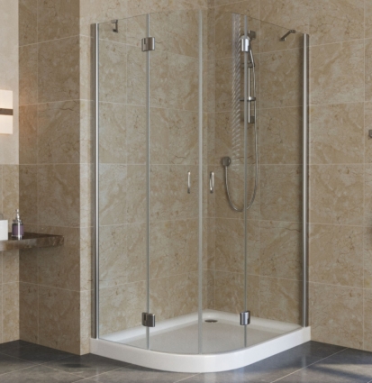 Душевой уголок Vegas Glass AFS-F Lux 110*80 08 01 R профиль глянцевый хром, стекло прозрачное, прямоугольный-асимметричный, двери распашные