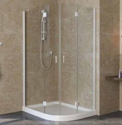 Душевой уголок Vegas Glass AFS-F Lux 110*90 01 01 L профиль белый, стекло прозрачное, прямоугольный-асимметричный, двери распашные