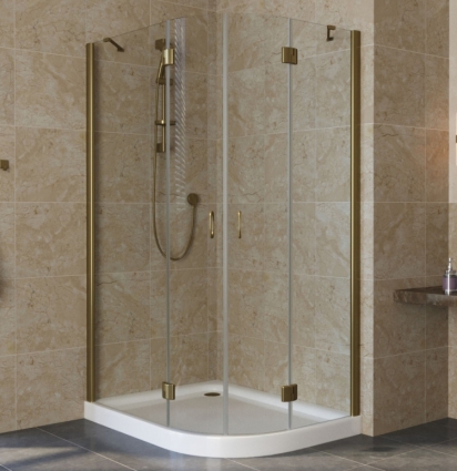 Душевой уголок Vegas Glass AFS-F Lux 110*90 05 01 L профиль бронза, стекло прозрачное, прямоугольный-асимметричный, двери распашные