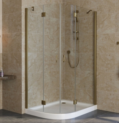 Душевой уголок Vegas Glass AFS-F Lux 110*90 05 01 R профиль бронза, стекло прозрачное, прямоугольный-асимметричный, двери распашные
