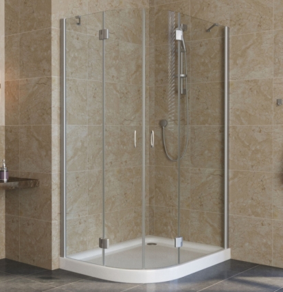 Душевой уголок Vegas Glass AFS-F Lux 110*90 07 01 R профиль матовый хром, стекло прозрачное, прямоугольный-асимметричный, двери распашные