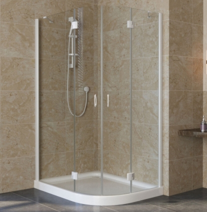 Душевой уголок Vegas Glass AFS-F Lux 110*100 01 01 L профиль белый, стекло прозрачное, прямоугольный-асимметричный, двери распашные