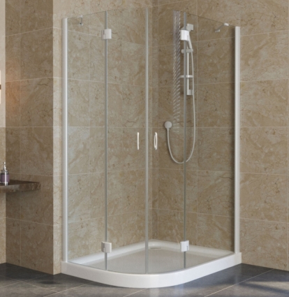 Душевой уголок Vegas Glass AFS-F Lux 110*100 01 01 R профиль белый, стекло прозрачное, прямоугольный-асимметричный, двери распашные