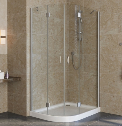 Душевой уголок Vegas Glass AFS-F Lux 100*80 07 01 R профиль матовый хром, стекло прозрачное, прямоугольный-асимметричный, двери распашные