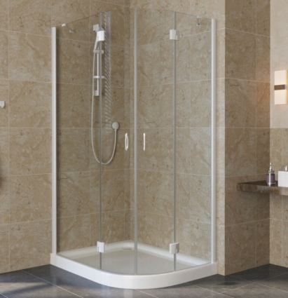Душевой уголок Vegas Glass AFS-F Lux 100*80 01 01 L профиль белый, стекло прозрачное, прямоугольный-асимметричный, двери распашные