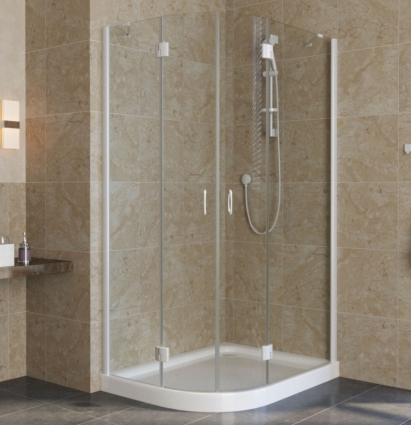 Душевой уголок Vegas Glass AFS-F Lux 100*80 01 01 R профиль белый, стекло прозрачное, прямоугольный-асимметричный, двери распашные