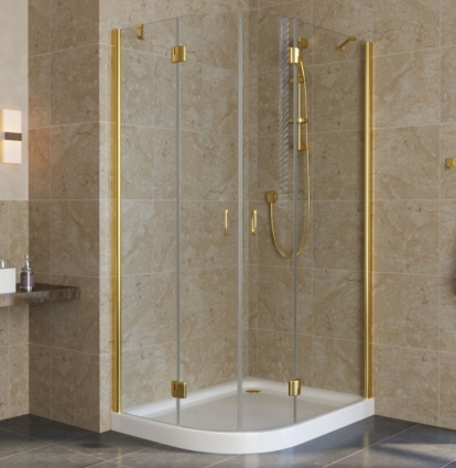 Душевой уголок Vegas Glass AFS-F Lux 100*80 09 01 R профиль золото, стекло прозрачное, прямоугольный-асимметричный, двери распашные