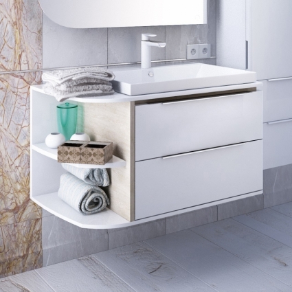 Тумба для комплекта Iddis Calipso 80 подвесная, белая, дерево, левая, с доводчиками