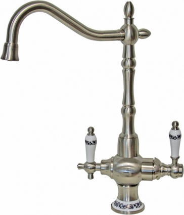 Смеситель Zorg Sanitary ZR 336 YF-50 nickel для кухонной мойки однорычажный, высота излива 29.5 см
