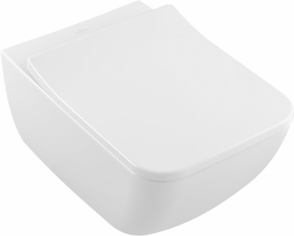 Унитаз подвесной Villeroy & Boch Venticello 4611RSR1 безободковый, Ceramicplus, белый, прямоугольный, 37.5x56 см