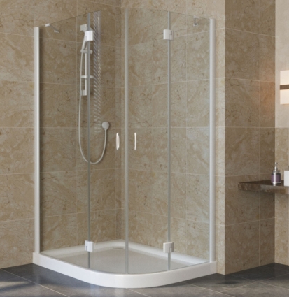 Душевой уголок Vegas Glass AFS-F Lux 120*100 01 01 L профиль белый, стекло прозрачное, прямоугольный-асимметричный, двери распашные