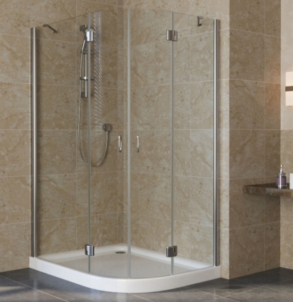 Душевой уголок Vegas Glass AFS-F Lux 120*110 08 01 L профиль глянцевый хром, стекло прозрачное, прямоугольный-асимметричный, двери распашные