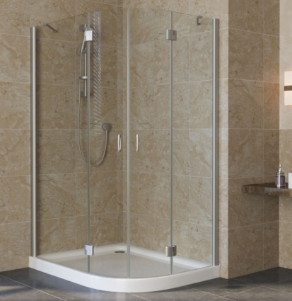 Душевой уголок Vegas Glass AFS-F Lux 120*110 07 01 L профиль матовый хром, стекло прозрачное, прямоугольный-асимметричный, двери распашные
