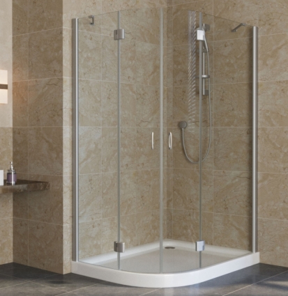 Душевой уголок Vegas Glass AFS-F Lux 120*110 07 01 R профиль матовый хром, стекло прозрачное, прямоугольный-асимметричный, двери распашные