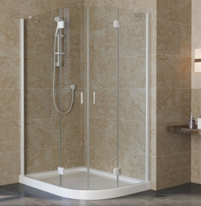 Душевой уголок Vegas Glass AFS-F Lux 120*110 01 01 L профиль белый, стекло прозрачное, прямоугольный-асимметричный, двери распашные
