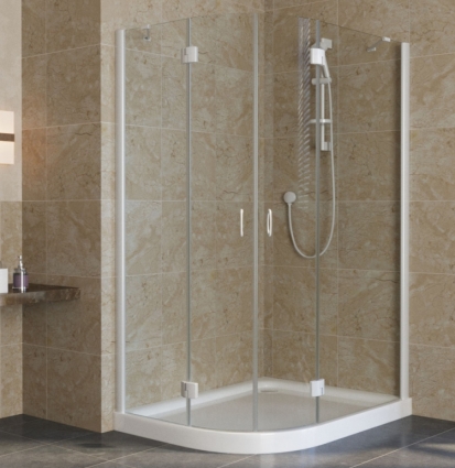 Душевой уголок Vegas Glass AFS-F Lux 120*110 01 01 R профиль белый, стекло прозрачное, прямоугольный-асимметричный, двери распашные
