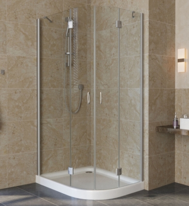 Душевой уголок Vegas Glass AFS-F Lux 80*90 07 01 L профиль матовый хром, стекло прозрачное, прямоугольный-асимметричный, двери распашные