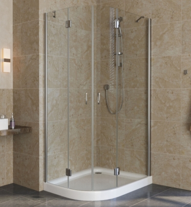 Душевой уголок Vegas Glass AFS-F Lux 80*90 08 01 R профиль глянцевый хром, стекло прозрачное, прямоугольный-асимметричный, двери распашные