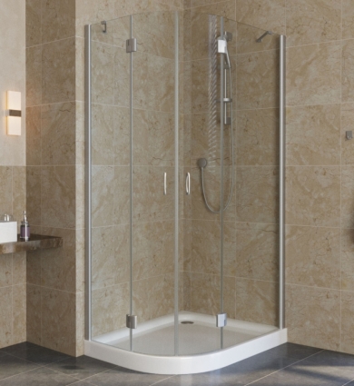 Душевой уголок Vegas Glass AFS-F Lux 80*90 07 01 R профиль матовый хром, стекло прозрачное, прямоугольный-асимметричный, двери распашные