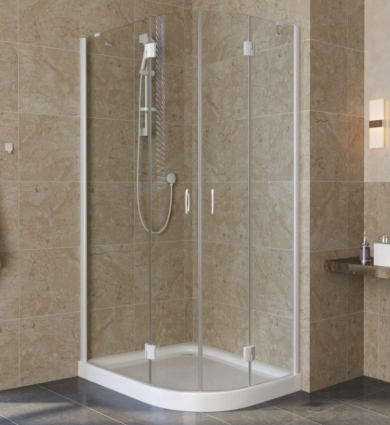 Душевой уголок Vegas Glass AFS-F Lux 80*90 01 01 L профиль белый, стекло прозрачное, прямоугольный-асимметричный, двери распашные