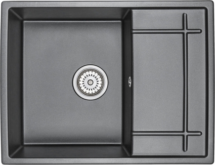 Мойка кухонная Granula GR-6501 шварц матовая, прямоугольная, с крылом, 65x50 см