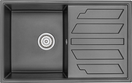 Мойка кухонная Granula GR-8002 шварц матовая, прямоугольная, с крылом, 79x50 см