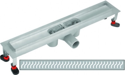 Душевой лоток RGW Shower Panels DA-FE 600 с решеткой и опорами, хром, в пол около стены
