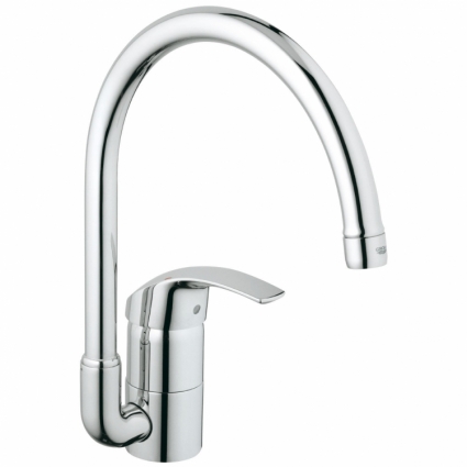 Смеситель для кухонной мойки Grohe Eurosmart с высоким изливом, однорычажный, хром