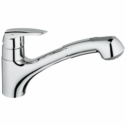 Смеситель для кухонной мойки Grohe Eurodisc с выдвижным изливом, однорычажный, хром