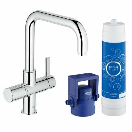 Смеситель для кухонной мойки Grohe Blue (фильтрация, U-излив), однорычажный, хром