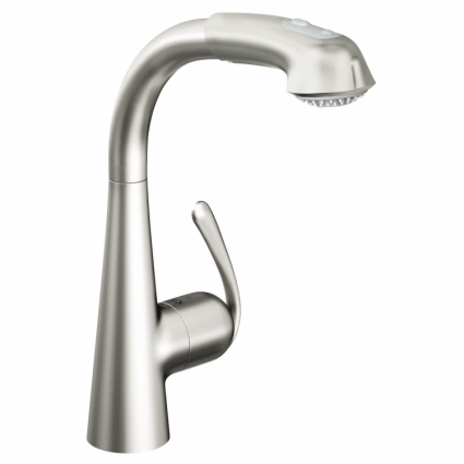 Смеситель для кухонной мойки Grohe Zedra с выдвижным изливом, однорычажный, матовый