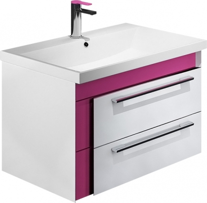 Тумба для комплекта Iddis Color Plus 70 белая, розовая, подвесная, с ящиками