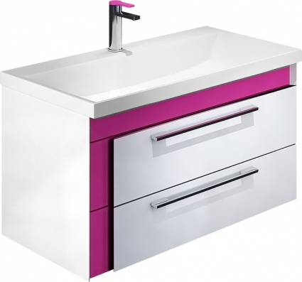 Тумба для комплекта Iddis Color Plus 90 белая, розовая, подвесная, с ящиками