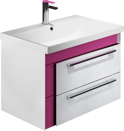 Тумба с раковиной Iddis Color Plus 60 белая, розовая, подвесная, с ящиками