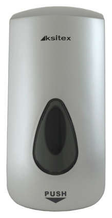 Диспенсер для мыла Ksitex SD-1068BD механический, округлый, серый, хром, 11.5x11x24.5 см