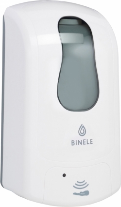Диспенсер для мыла Binele eBase DE10BW для картриджей сенсорный, округлый, 15.4x10x28 см