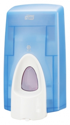 Диспенсер для мыла Tork Wave 401795 S34 механический, прямоугольный, белый, синий, 13x12.5x24 см