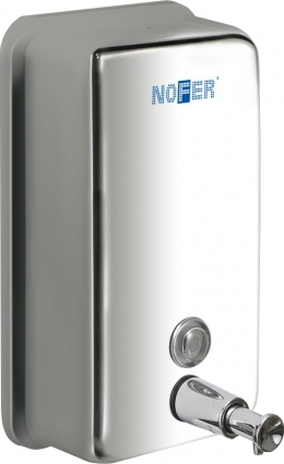 Диспенсер для мыла Nofer Inox 03001.В механический, прямоугольный, нержавеющая сталь, латунь, 12.1x7x21 см