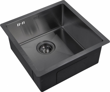 Мойка кухонная Zorg Inox PVD 4444 grafit брашированная, квадратная, 44x44 см