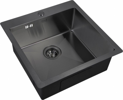 Мойка кухонная Zorg Inox PVD 5151 grafit брашированная, квадратная, 51x51 см