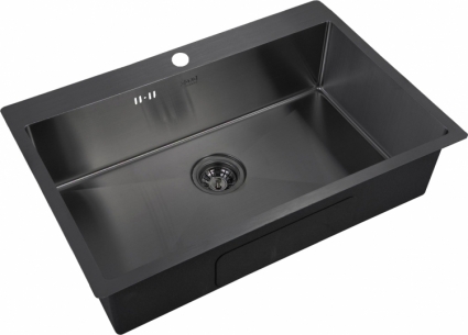 Мойка кухонная Zorg Inox PVD 7551 grafit брашированная, прямоугольная, 75x51 см