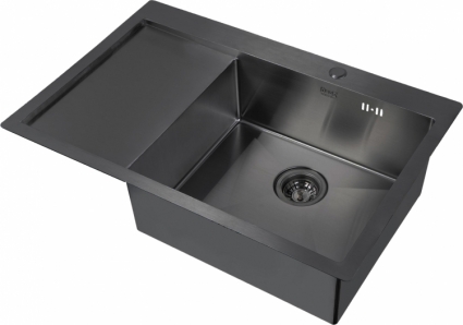 Мойка кухонная Zorg Inox PVD 7851 R grafit брашированная, прямоугольная, 78x51 см