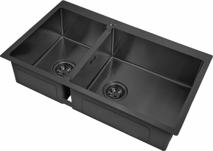 Мойка кухонная Zorg Inox PVD 78-2-51 R grafit брашированная, прямоугольная, 78x51 см
