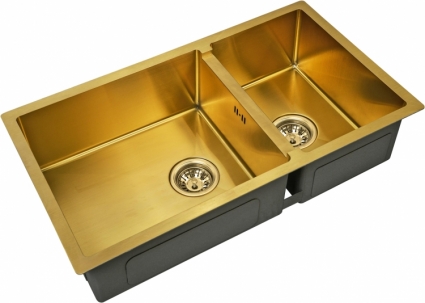 Мойка кухонная Zorg Inox PVD SZR-78-2-44 bronze брашированная, прямоугольная, 78x44 см