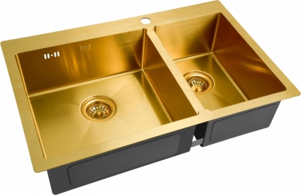 Мойка кухонная Zorg Inox PVD SZR-78-2-51 L bronze брашированная, прямоугольная, 78x51 см