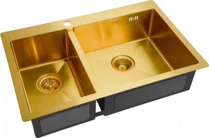 Мойка кухонная Zorg Inox PVD SZR-78-2-51 R bronze брашированная, прямоугольная, 78x51 см