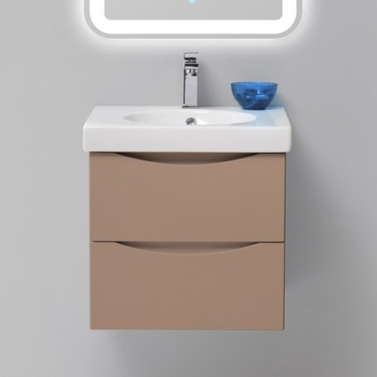 Тумба с раковиной BelBagno Fly 50 cappuccino lucido, подвесная, с ящиками