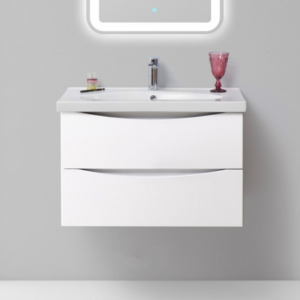 Тумба с раковиной BelBagno Fly 70 bianco lucido, подвесная, с ящиками